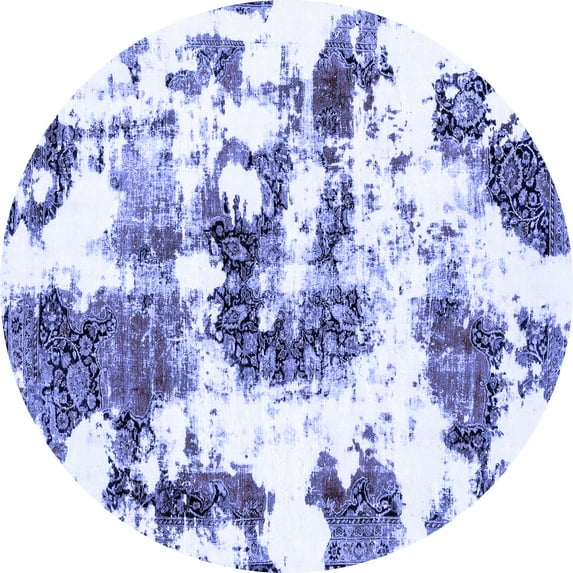 Ahgly Company Indoor Round Abstract Blue Modern Area Rugs, 6' Round