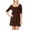 Brown, variant on Women's Scoop Neck 3/4 Sleeve Relaxed Fit Babydoll Mini Dress