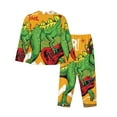thumbnail image 2 of Bingfone Womens Pajama Sets Cool Dinosaur Playing Guitar Print,Long Sleeve Loungewear Pajamas Set-Small, 2 of 9