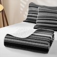 thumbnail image 4 of Castle Fairy Minimalist Horizontal Stripe Quilt Full 3-Piece,Abstract Thin Line Full Bedspread Sets,Black White Gray,1 Coverlet and 2 Pillowcases, 4 of 7