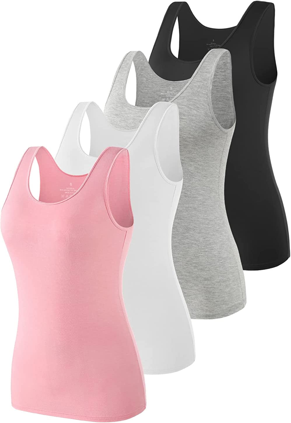 Myclong Elastic Tank Tops for Women Undershirts Pack of 4 SlimFit
