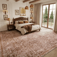 thumbnail image 4 of Lahome Large Washable Area Rug 10'x14', Brick Red Neutral Oriental Farmhouse Rugs for Living Room, Soft Non-Slip Low Pile Carpet for Bedroom Office Dining Room, Brick Red, 4 of 12