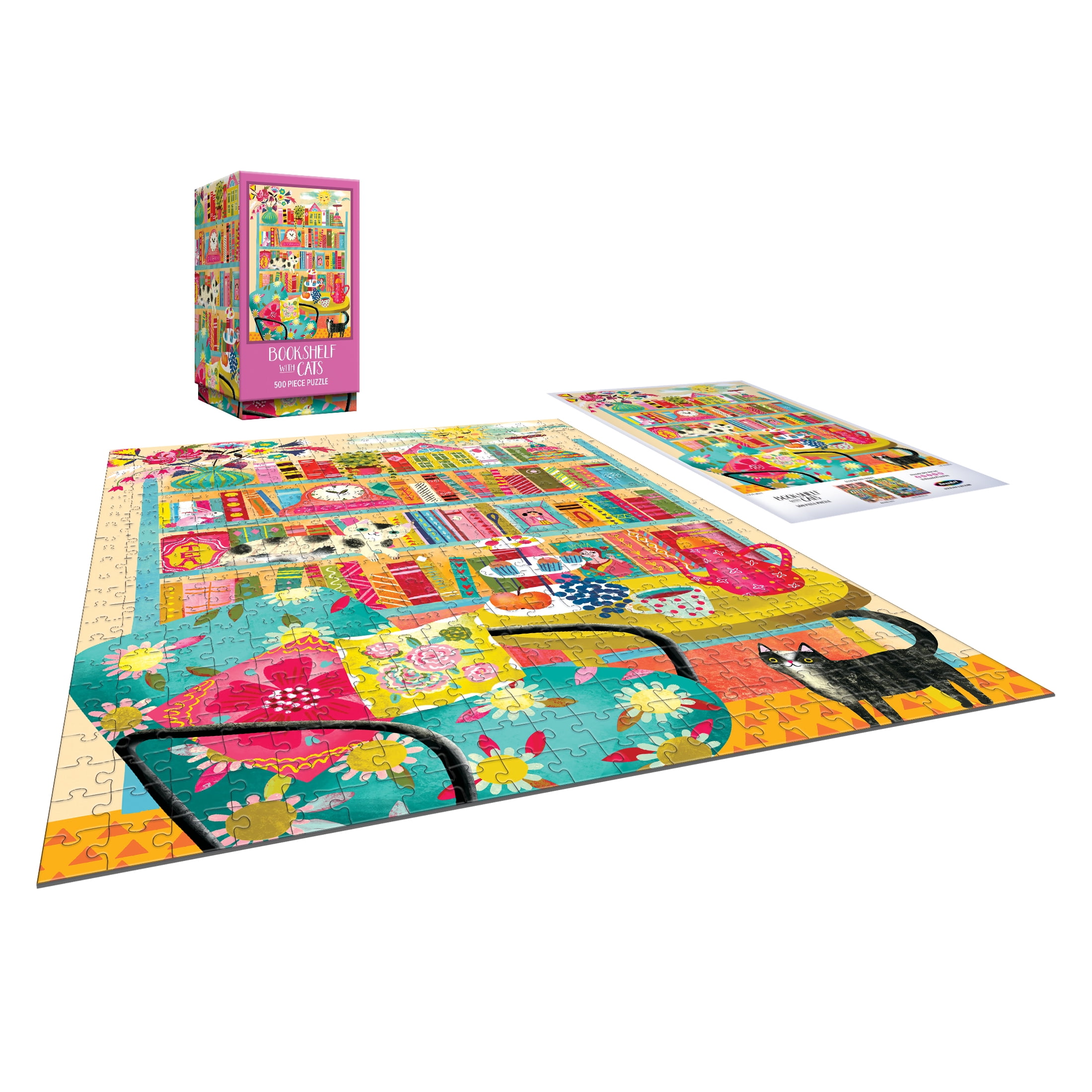 RoseArt - Vertical Visions 500 pièces - Bibliothèque avec chats - Puzzle à emboîter pour adultes