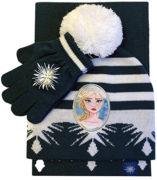 Disney Frozen 2 Girl/'s Faux Fur Bobble Hat /& Glove Set