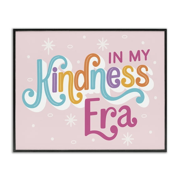 Stupell Industries Pastel Kindness Era Text & Numbers Painting Black Framed Art Print Wall Art, 14 x 11