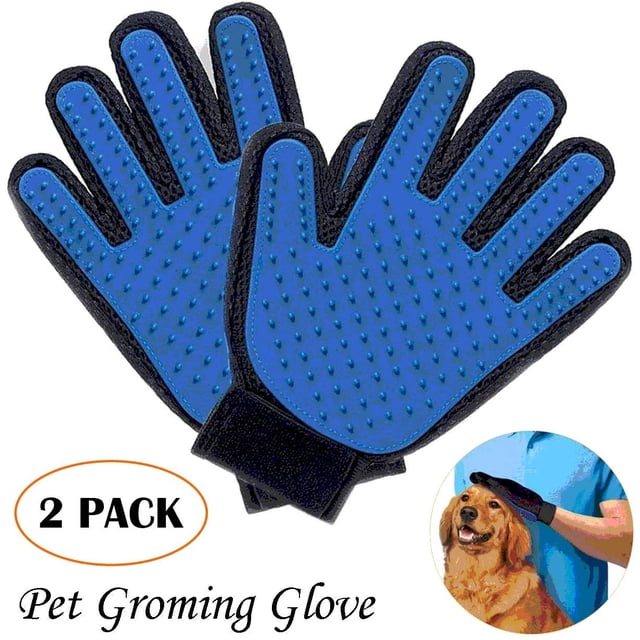 Guante de aseo para mascotas, guante para quitar el pelo de mascotas, paquete de 2, guante de cepillo suave para desenredar y herramienta de masaje, para gatos, perros, guantes de aseo para caballos Xemadio CJWUS-4401