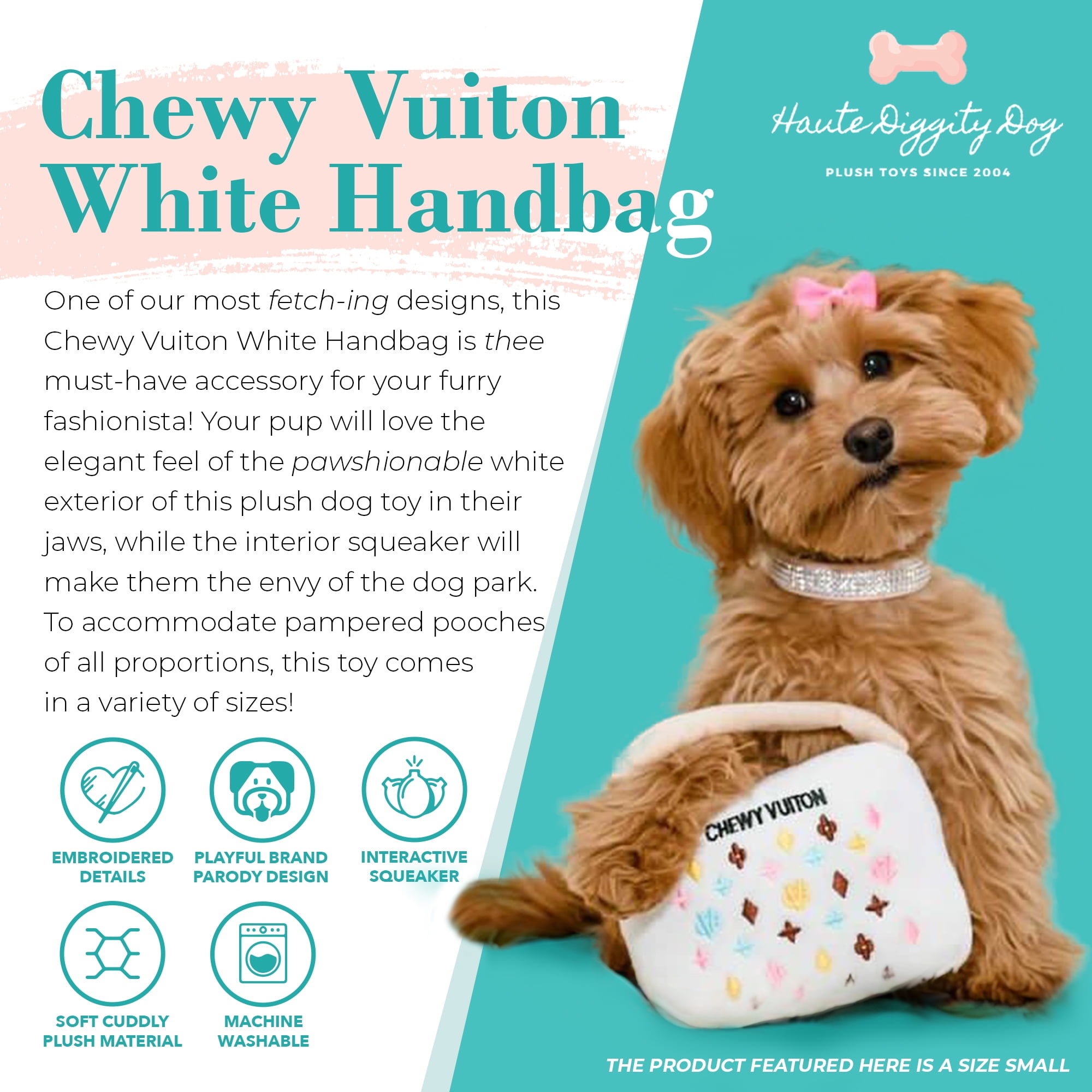 Chewy Vuiton Chic: Parody Designer Plush Dog Toys for Stylish Pups