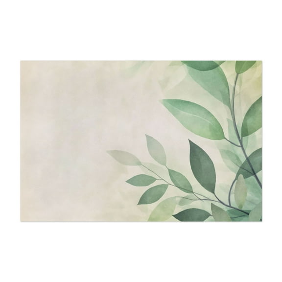 Gentle Leaf Whispers Calm Green - Painting Botanical Floral Nature Minimalist Abstract Pastel Unframed Wall Art Print 5 x 7 inches