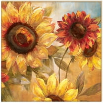Prinz Harvest Sunflowers 19.5" x 19.5" Floral Canvas Wall Art for Kitchen Bathroom Decor, Yellow-Gold