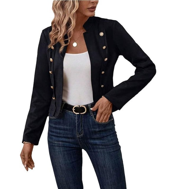 Cárdigan de moda para mujer, informal, de manga larga, liso, con botones, blusa, cárdigan, abrigo, tops de poliéster para mujer