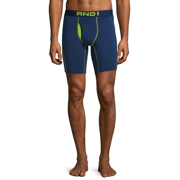 AND1 AND1 Men's Longer Length Performance Boxer Briefs, 2 Pack