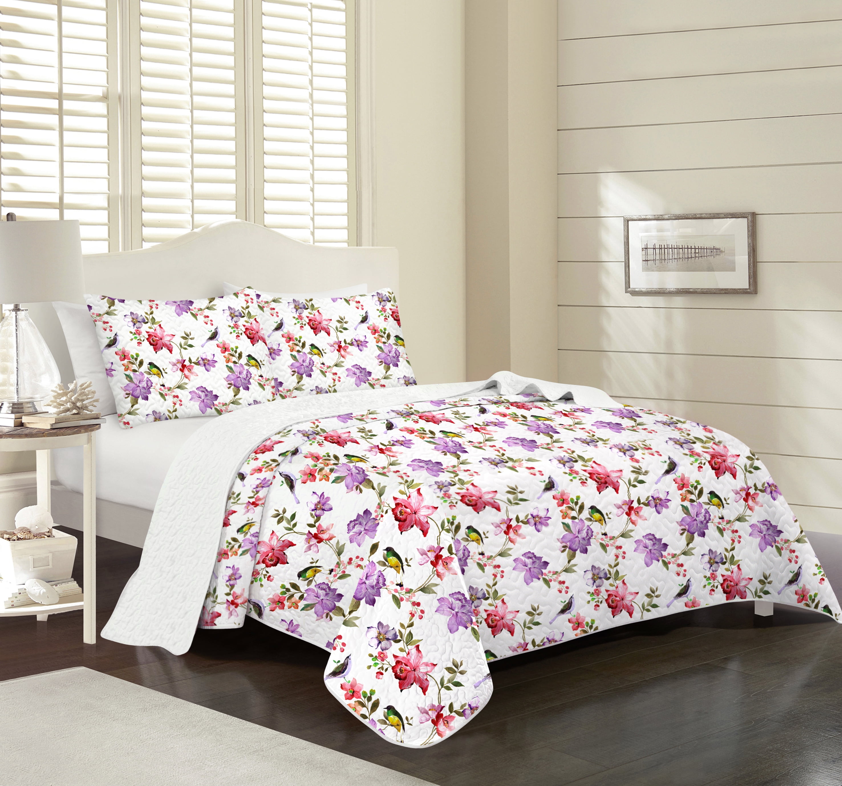 Lilo Floral Bird Ultra Soft Quilt Set, King