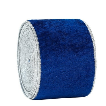 Anuirheih Christmas Velvet Ribbon Wired Edge Ribbon Wrapping Craft Fabric Ribbon for Xmas Making Gifts Decoration (Blue, Long 78.7inch Width 2.6inch)