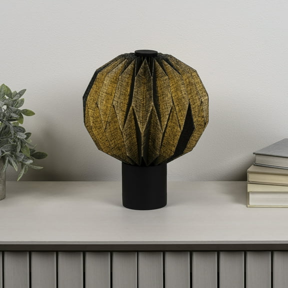 JONATHAN Y JYL9103A Quincy 11" Modern Minimalist Paper Pleated Orb Accent LED Table Lamp, Black