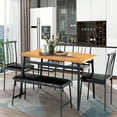 thumbnail image 4 of PAPROOS Dining Table Set for 6, Modern 6 Pcs Kitchen Table Set with Wooden Top and Metal Frame, Dinette Sets for Breakfast Nook, Dining Room Table with Upholstered Chairs and Bench Set, Brown&Black, 4 of 15