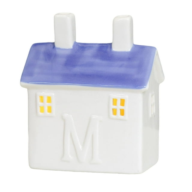 Casa de Navidad LED, pueblo de navideña, estatuilla de casa de vacaciones para decoración interior de mesa de Azul