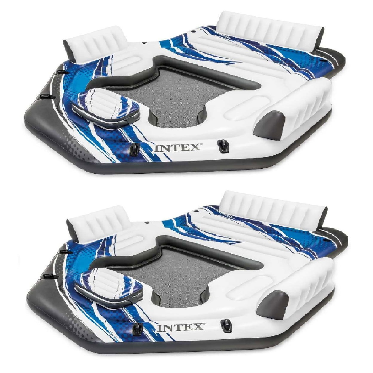 Intex Adult 5 Seat Inflatable Tropical Island Lounging Pool Float, Blue (2 Pack) - Walmart.com
