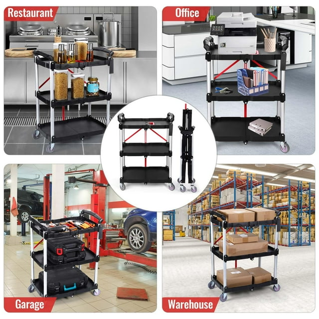 QinaQin Chariot Utilitaire Pliant Robuste avec Capacité de 176 Lb, Roues Pivotantes et Poignée Ergonomique
