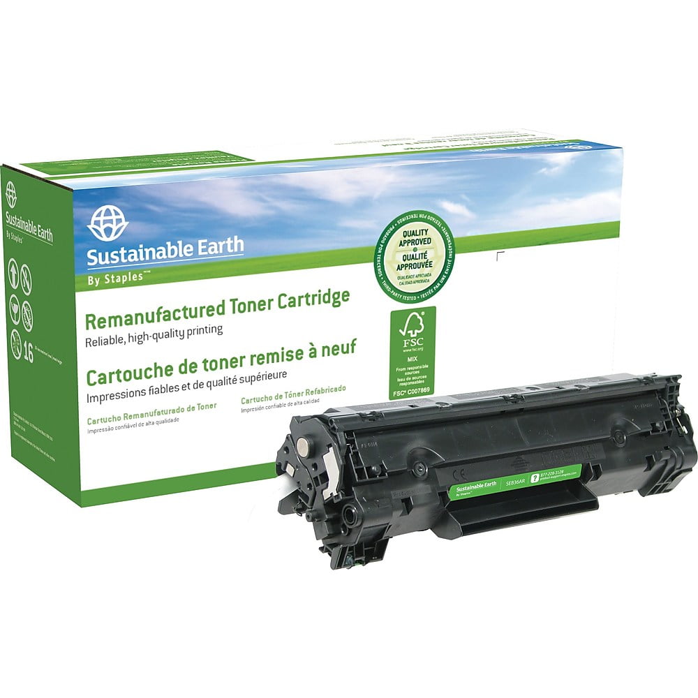 Staples Remanufactured Toner Cartridge Replacement for HP 36A (Black