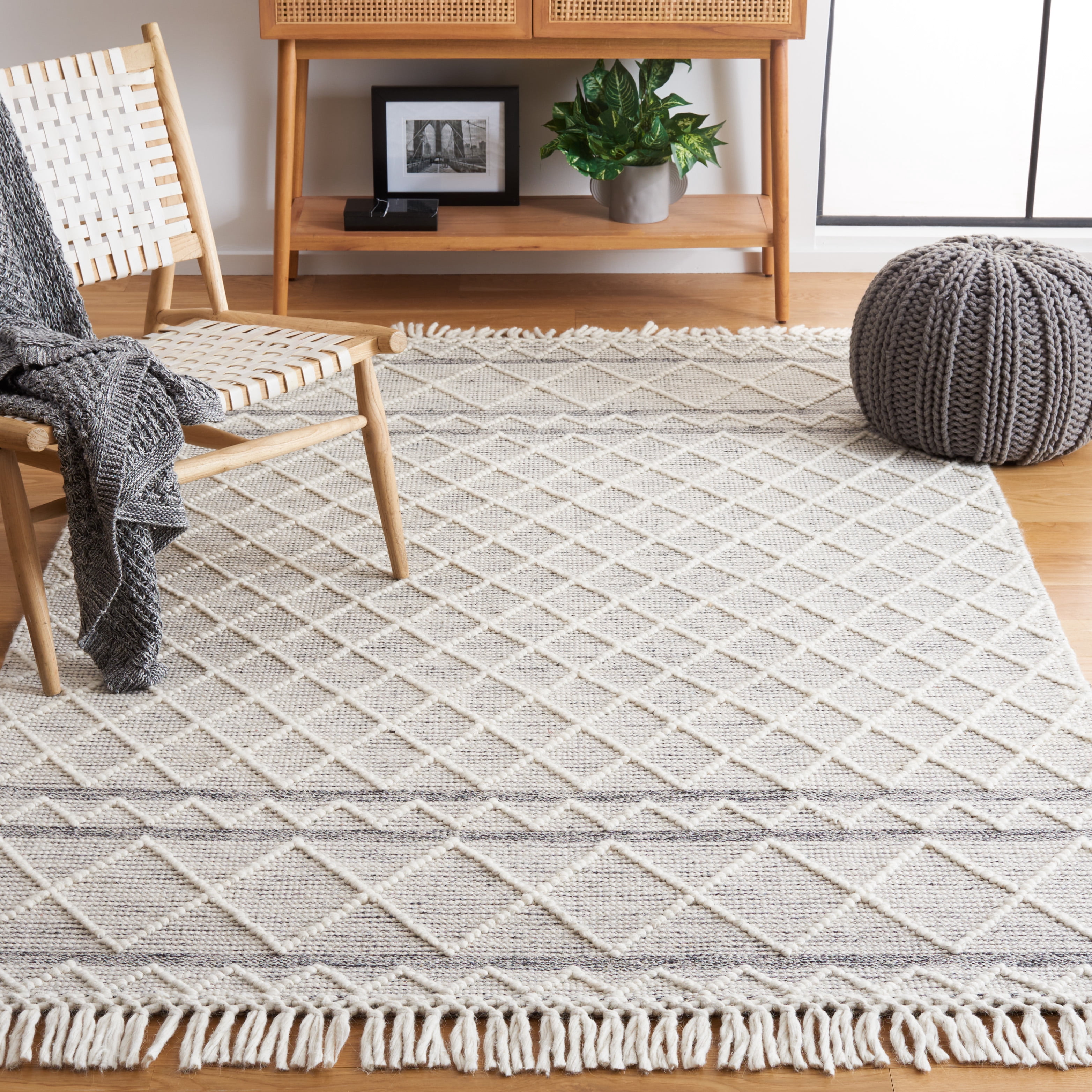 SAFAVIEH Vermont William Trellis Area Rug, Grey/Ivory, 4' x 6'