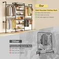 thumbnail image 5 of H3 Wall Mounted Closet System, Expandable Industrial Pipe Clothes Rack Clothing Rack for Hanging Clothes, Heavy Duty Closet Organizers and Storage in Wardrobe Closet, Black, 5 of 9