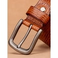 thumbnail image 3 of Catelles Men's Casual Business Camel Leather Belt, Crocodile Pattern Metal Pin Buckle with Hole Puncher, Gift Box Set&For waist 46 in Width 1.5 in(3.8cm), 3 of 9
