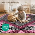 thumbnail image 4 of ODIKA Zebra Pink Motif Striped Border Spotted Center Leopard Print for Playroom, Bedroom, Reading Nook, Pet Friendly & Kids Safe Play, 4 of 7