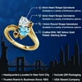 thumbnail image 2 of Gem Stone King 18K Yellow Gold Plated Silver White Moissanite Swiss Blue Topaz and Black Diamond Ring for Women (1.78 Cttw, Heart Shape 6MM, Gemstone Birthstone, Size 5), 2 of 6