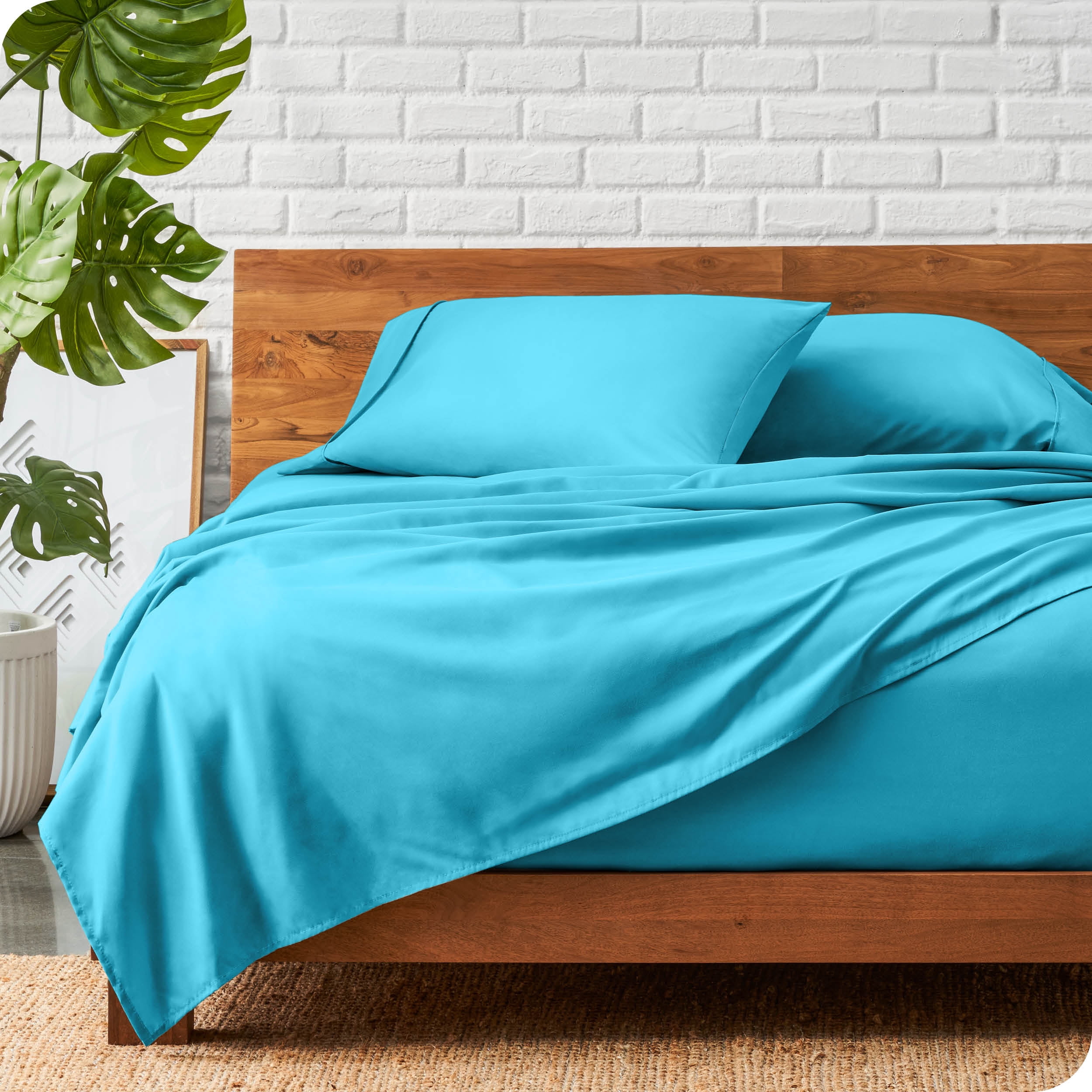 Bare Home Aqua Microfiber Sheet Set, Wrinkle Resistant, Deep Pocket, Split King