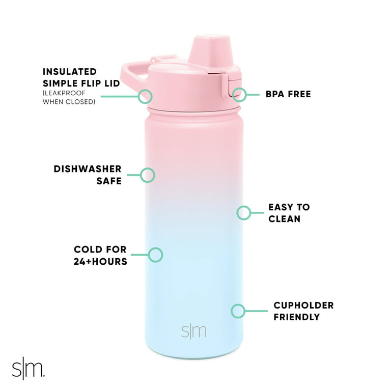 Simple Modern 18 fl oz Stainless Steel Summit Water Bottle with Silicone Straw Lid|Ocean Geode
