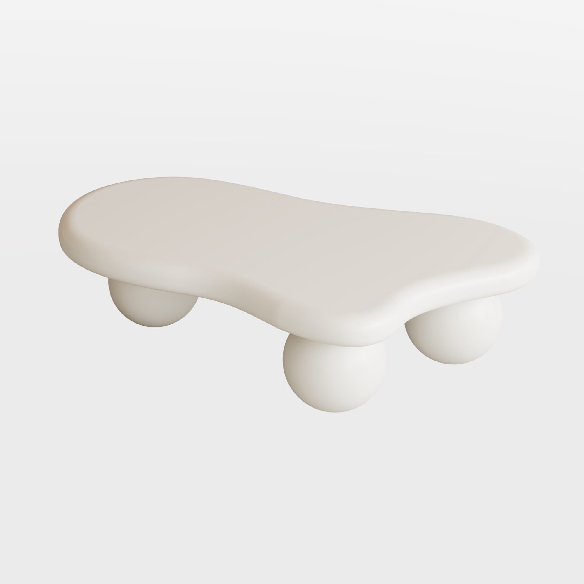 47.2" Cloud Coffee Table for Living Room, Irregular Coffee Table Modern Low Coffee Tables Abstract Faux Stone Cute Center Table with 3 Ball Legs for Small Space Apartment