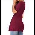 thumbnail image 3 of Blusa de Mujer con Cuello en V y Nudo Delantero, Corta, Estilo Túnica Oversize, Estilo Jersey Liso de Verano Vino Tinto M, 3 of 7