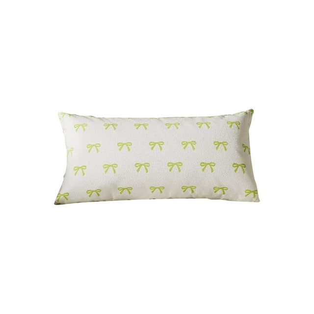 Ohufall Double Sided Patterns Bow Rectangular Decorative Throw Pillow Cover Detachable For Living Room Sofa