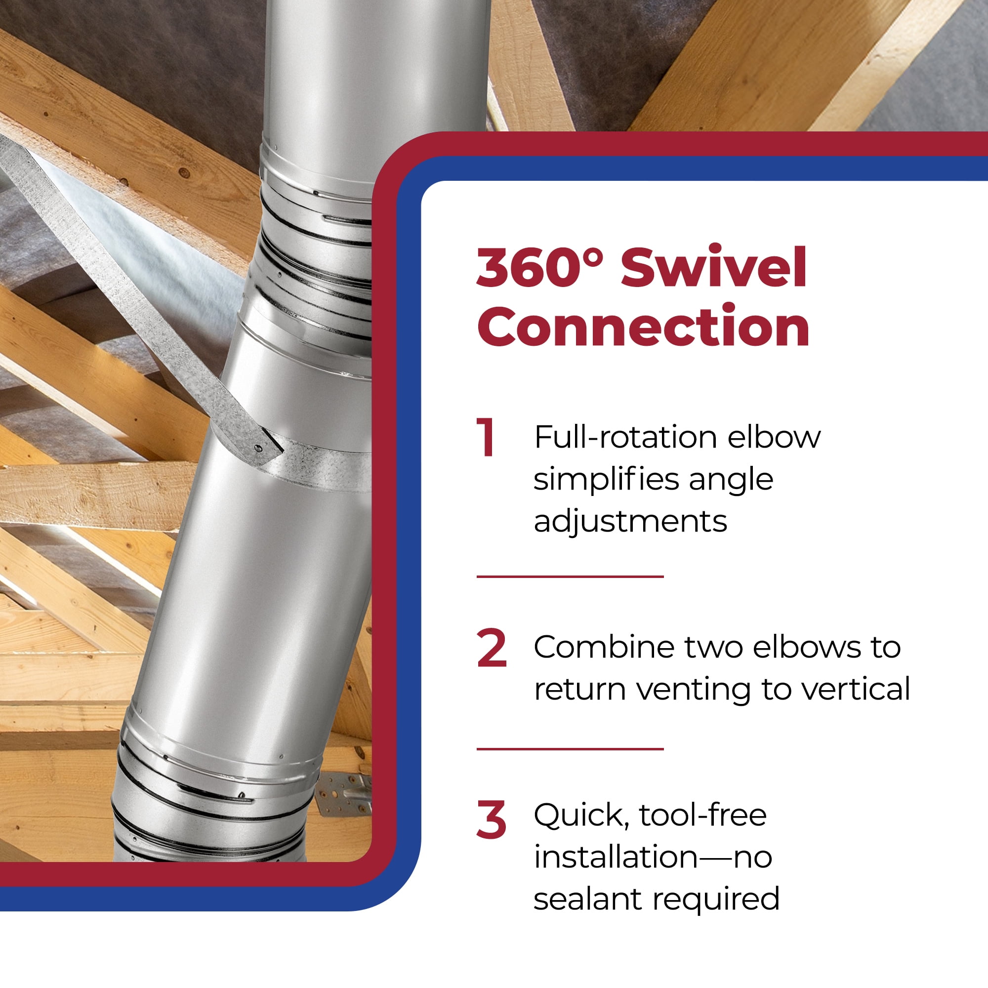 DuraVent 6" 30-Degree Stainless Steel Swiveling Elbow Kit for Wood Stove Venting, DuraPlus