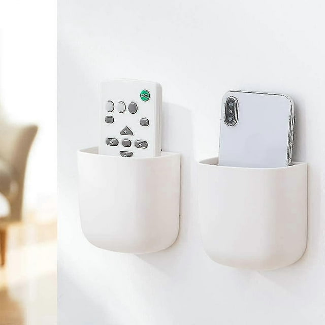 2 Pack Self Adhesive Organizer Storage Box Remote Control Holder Media Organizer For Phone Remote Control Pen, Hole-free (ruipei)