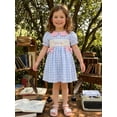 thumbnail image 5 of BemeyourBBs Kids Toddler Baby Girl Back to School Dress Outfit 2 3 4 5 6 Years Little Girl Summer Plaid Gingham Dress Short Sleeve Doll Collar Apple Scissors Pencil Embroidered Dress, 5 of 9
