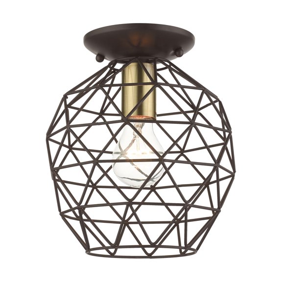 Livex Lighting  1 Light Bronze Flush Mount, 46598-07 - 8" Dia x 9.25" H