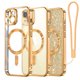 thumbnail image 1 of Funda Meifigno para iPhone 15 de 6.1 pulgadas con correa de muñeca MagSafe con purpurina, 1 of 6