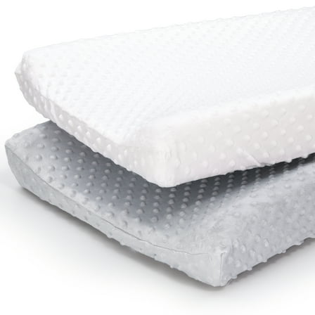 The Peanutshell Changing Pad Cover, 2 Pack Set, Minky White and Gray