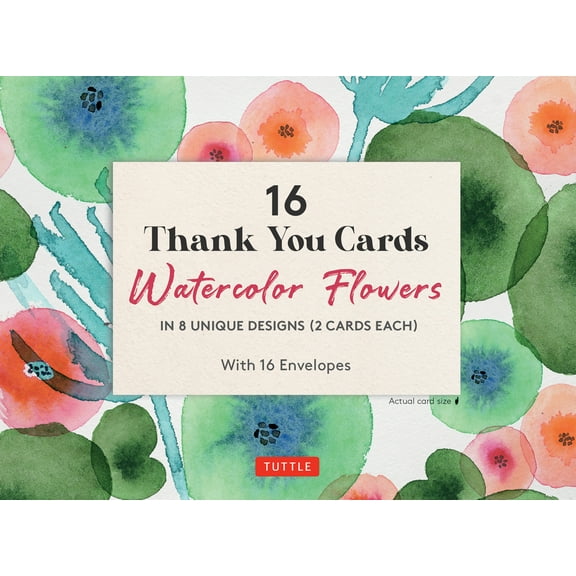 16 Thank You Cards Watercolor Flowers: 4 1/2 X 3 Inch Blank Cards in 8 Lovely Designs (2 Each) with 16 Envelopes (Other)