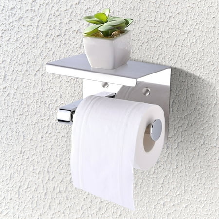 Steel Above Mount - TMISHION Morden Design Wall Mounted Tissue Holder in Bathroom,SUS304 Stainless Steel Bathroom Kitchen Paper Roll Hanger with Mobile Phone Storage Rack