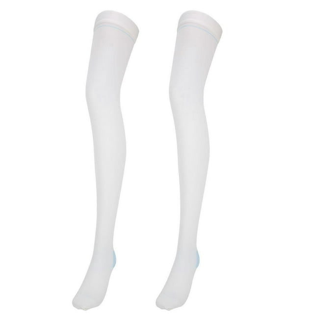 Bas de contention antidérapants pour varices et caillots sanguins (blanc, taille S)