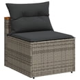 thumbnail image 2 of vidaXL 5 Piece Garden Sofa Set with Cushions Grey Poly Rattan Acacia, 2 of 5