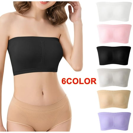 Uklsqma Tube Tops for Women Stretch Strapless Bra Summer Bandeau Bra Plus Size Strapless Bra Comfort Wireless Bra Summer Outfits for Women Pink