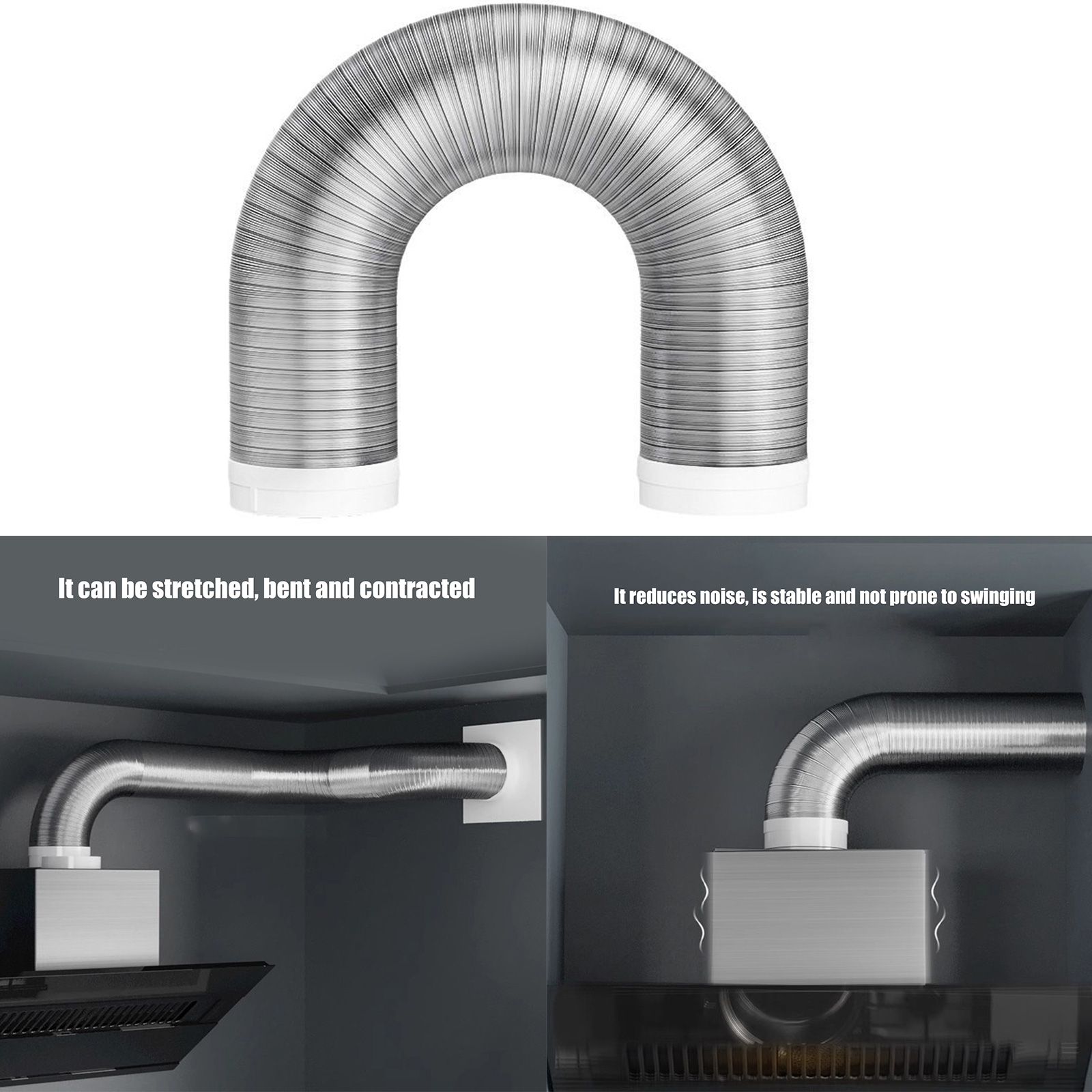 Aluminum Flexible Air Vent Hose Water Heater Exhaust Pipe Universals Ventilation Duct Vent Hose Extension Tube