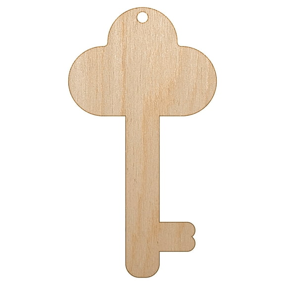 Key Simple Wood Holiday Christmas Tree Ornament Unfinished DIY Pre-Drilled Craft
