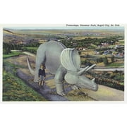Rapid City, South Dakota Dinosaur Park View of Triceratops Statue Collectible Art Print Wall Decor Travel Poster, Available in Multiple Sizes