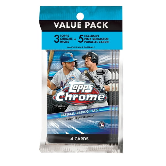2020 Topps Chrome MLB Baseball Trading Cards Value Pack- 12 Cards   1 Pink Refractor 5 Pack