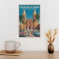 thumbnail image 3 of Vintage Retro Travel Poster Wall Art Guadalajara Cathedral Mexico Historic Plaza Retro Cars Print Print Poster, 3 of 8
