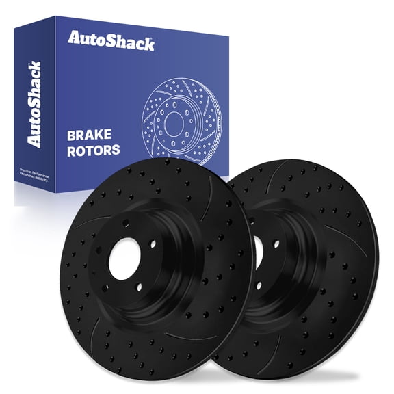 AutoShack Rear Brake Rotors for Mazda, CX-9 2016-2023, AWD FWD L4 2.5L - E-Coated Drilled & Slotted - Black Finish - NightGuard - 12.78" (324.7 mm), 5-Lug